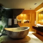 Isprava Amarin Alibaug 6 BHK Villa Bathroom With Stone Bathtub And Wash Basin