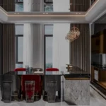 K Raheja Antares JVLR LBS Road 3 BHK Red Chair Marble Island Dining Room