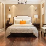 K Raheja Antares JVLR LBS Road 3 BHK Wood Floor Upholstered Headboard Bedroom