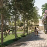 Lodha Group Lodha Bellevue Mahalaxmi Walking Path Beside Lawn And Trees