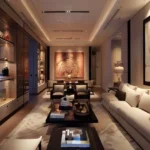 Lodha One Bund Garden Pune 5 BHK Living Room With Elegant Display Wall