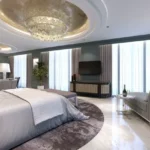 Lodha One Bund Garden Pune 5 BHK Bedroom With Grand Chandelier Lighting