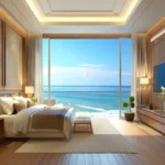 Thakker Group Sea Face House Worli 4 BHK Duplex Floor To Ceiling Ocean View Bedroom