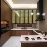 Ekta Victoria Bandra West 3 BHK Kitchen With Island Counter And Hanging Lights