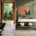 Isprava Aleta Colvale Goa 4 BHK Bathroom With Floating Vanity And Wall Mirror