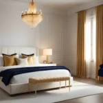 Purva Clermont Chembur 3 BHK Bedroom With Double Bed Bench Chandelier And Armchair Near Window