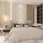 Purva Clermont Chembur 3 BHK Bedroom With Double Bed Study Desk And Open Wardrobe Shelves