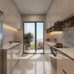 Purva Estrella Andheri Wes 4 BHK Parallel-Counter-With-Glass-Door-Kitchen