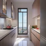 Romell Asrava Andheri West Galley Kitchen With Countertops And Window