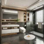 Romell Asrava Andheri West Bathroom With Vanity Sink And Glass Shower
