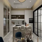 Runwal Forevergreen Kanjurmarg 3 BHK Kitchen With Island And Bar Stools