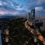 Runwal Forevergreen Kanjurmarg Urban Skyline With Elevated Road At Dusk