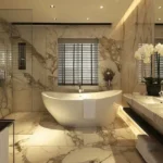 The Riviere Worli Skyline 3 BHK Bathroom With Freestanding Tub And Vanity