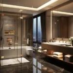 Ajmera Prive Gulmohar Road Juhu 4 BHK Elegant Marble Bathroom Design