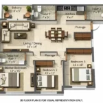 Ajmera Vann Versova Andheri West 3 BHK Detailed Layout Floor Plan