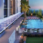 Chandak Treesourus Malad West Swimming Pool Beside Palm Trees