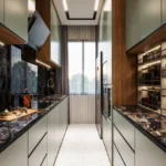 Hiranandani Bay Heights Bandra Reclamation 3 BHK Luxury Marble Countertop Kitchen With Modern Cabinets