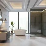 Hiranandani Bay Heights Bandra Reclamation 3 BHK Modern Bathroom With Glass Shower And Bathtub