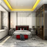 Hiranandani Bay Heights Bandra Reclamation 3 BHK Modern Bedroom With Wardrobe Panels And Lighting