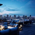 Invictus By GS BKC Night Skyline Seating Rooftop Lounge