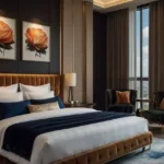 Kabra Tiara Goregaon East 3 BHK Tufted Velvet Cityview Master Bedroom