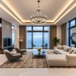Kabra Tiara Goregaon East 4 BHK Chandelier Glazed Sea View Living Room
