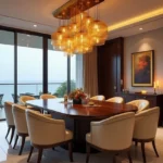 Lodha Aureus Sewri Elegant Dining Room With Chandelier