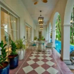 Neel Moira North Goa 5 BHK Poolside Veranda With Arch Design And Seating Area