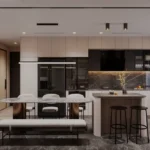 Notan Tides Juhu Mumbai 4 BHK Modern Kitchen With Dining Island And Cabinets