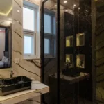 Oberoi Forestville Thane West 3 BHK Studio Elegant Luxury Bathroom Dark Marble Accents