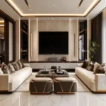 Paradigm Green Acres Pali Hill Bandra 5 BHK Living Room Sofa TV Feature Wall