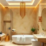 Pushp Vatika 12th Road Khar West 5 BHK Gold Chandelier Double Vanity Bathroom
