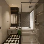 Runwal Zenith Balkum Thane West 3 BHK Elegant Bathtub Bathroom Design