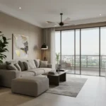 Rustomjee La Vie Thane 2 BHK Neutral Glazed Balcony View Living Room