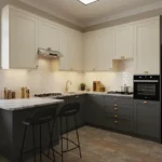 Rustomjee La Vie Thane 2 BHK Charcoal Cream Island Kitchen