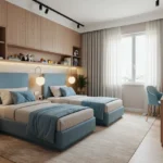 Rustomjee La Vie Thane 3 BHK Twin Bed Wood Shelf Bedroom