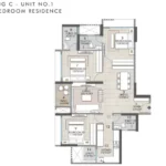 Rustomjee La Vie Thane 3 Bedroom Unit 1 Residence Floor Plan