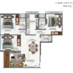 3 BHK Shree Pranam Model Town Andheri West Spacious Floor plan