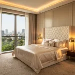 The Address Bandra East 4 BHK Padded Headboard Bedroom