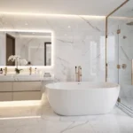 The Address Bandra East Double Vanity Marble Bathroom