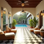 Villa Donatella Corjuem Goa Arched Pool Facing Outdoor Verandah