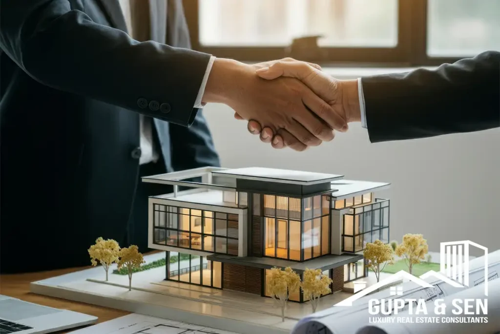Property Buyer and Seller Shaking Hands Successful Deal