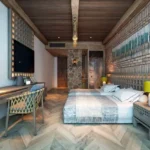 4 BHK Villa Rio Estado Ucassaim Goa Rustic Wooden Bedroom Interior Design