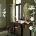 4 BHK Villa Rio Estado Ucassaim Goa Green Accent Vanity Bathroom Interior