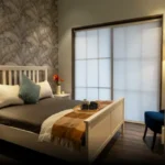 45 Saint Hills Riverfront Villas Khanand Karjat 3 BHK Elegant Bedroom Interior With Stylish Wallpaper Soft Lighting And Window Seating
