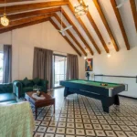 8 BHK Villa Luxe Riviera Candolim Goa Vaulted Beam Leather Sofa Pool Table Lounge