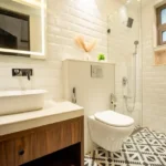 8 BHK Villa Luxe Riviera Candolim Goa White Subway Tile Vessel Sink Glass Shower Bathroom