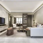 Aaroha La Safira Candolim Goa 2 BHK Living Room With Sofa TV Wall