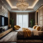 Autograph Residency Oshiwara Andheri West 3 BHK Bedroom With Chandelier
