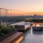 Avant Park West Vile Parle Rooftop Skydeck Seating Area With Firepit Open Terrace And Panoramic Skyline View